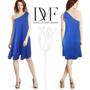 Diane Von Furstenberg Silk Giri One-Shoulder Knee length Dress